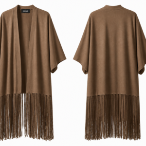 KIMONO MARRON PUNTO FLECOS